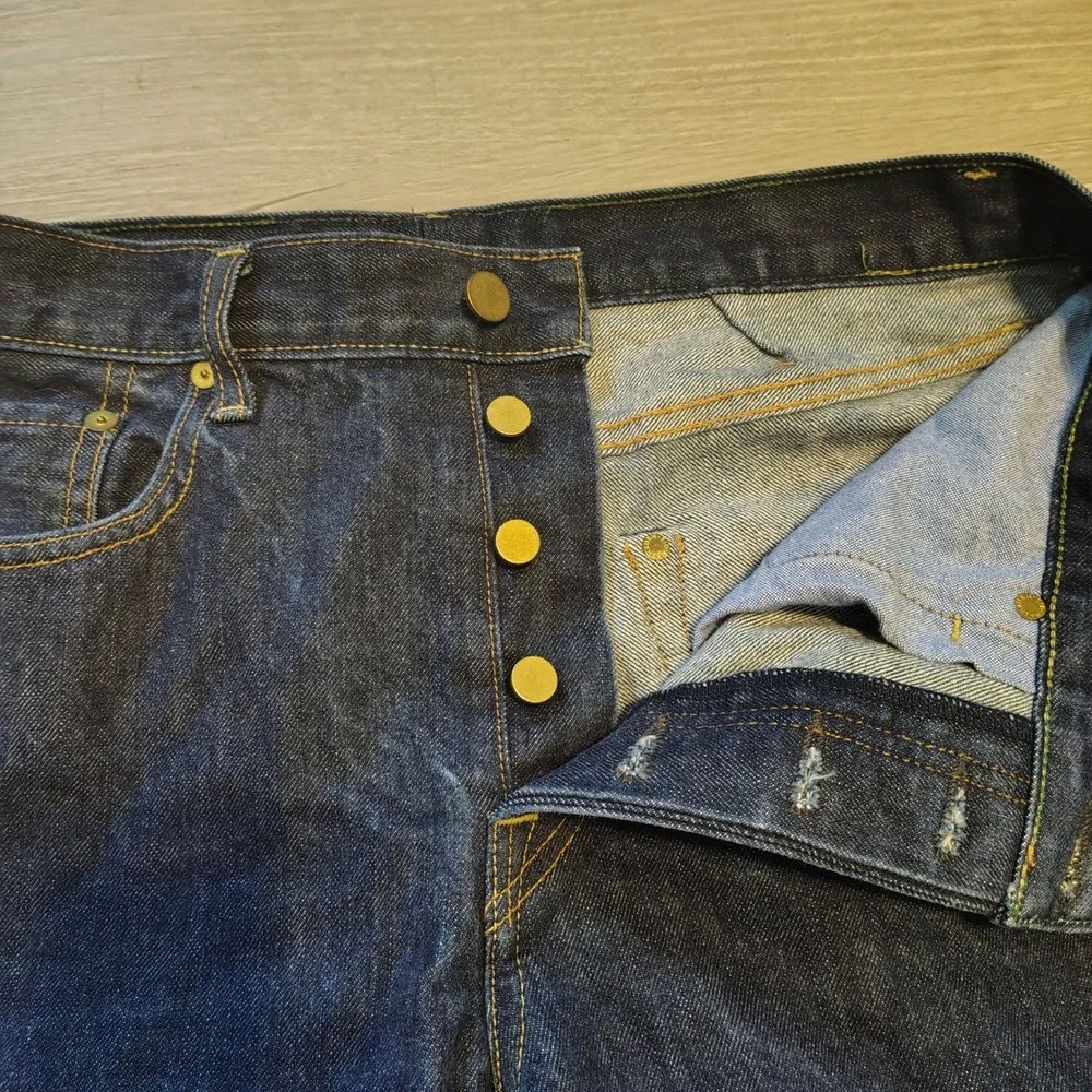 Sid Mashburn Mens Dark Wash Indigo Button Fly Straight Leg Denim Jeans 34x29
